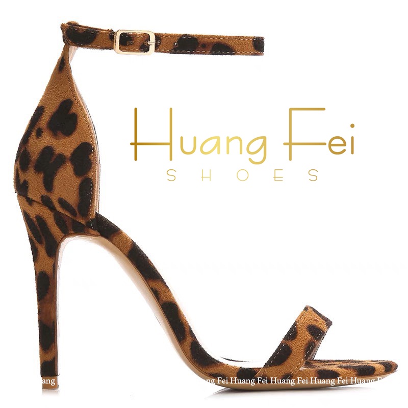 Giày Sandal Cao Gót Mũi Nhọn Da Nhung họa tiết Quai Mãnh Ôm Cổ Chân Màu Đen mã HF03