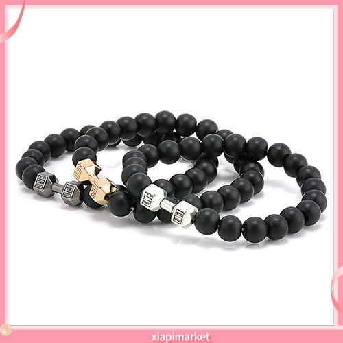 Xiapimarket / Vòng Tay Tập Gym Bằng Đá Nhám Màu Đen Có Thể Điều Chỉnh Phong Cách Punk