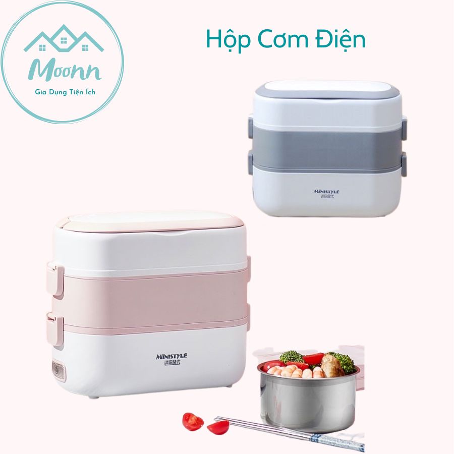 Hộp Cơm Cắm Điện Văn Phòng 2 Tầng 4 Khay Inox 304 Giữ Nhiệt, Tự Nấu Chín Thức Ăn, Hâm Nóng Đồ Ăn Đa Năng Tiện Lợi