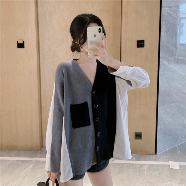 (Order ) Áo sơ mi phối len (kèm ảnh thật)