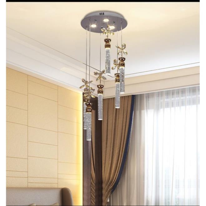 Đèn thả thông tầng phale HTK015, đèn chùm phòng khách, đèn phale; đèn thả phale thanh dài phát sáng