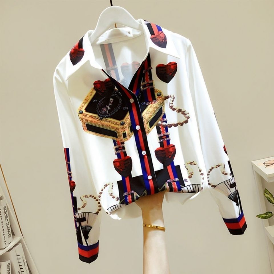Áo Sơ Mi Chiffon Tay Dài In Họa Tiết Hoa Phong Cách Hong Kong Thời Trang Mùa Xuân Mới 2023