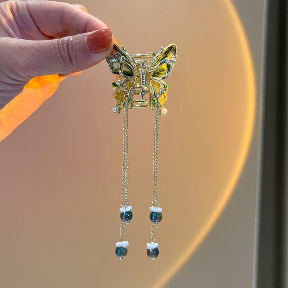 Kẹp Tóc Tua Rua Hình Bướm Pha Lê Xinh Xắn