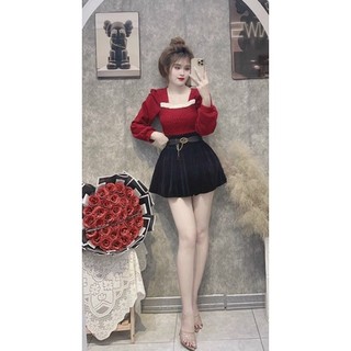 Áo cổ vuông kiểu nhún