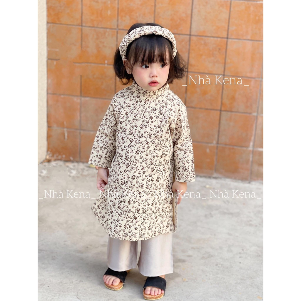 Mẫu áo dài hoa be cực xinh chất bông dày cho bé
