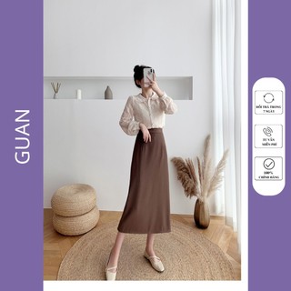 Chân váy công sở chữ a lưng cao dáng dài qua gối