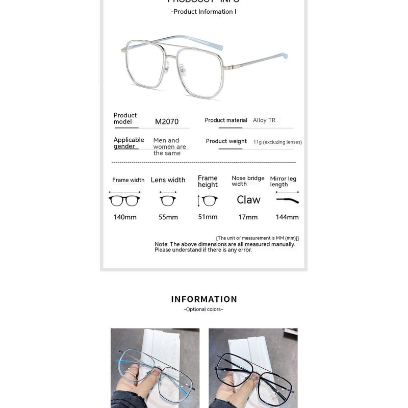 Kính Mát Gọng Lớn Hai Chùm Siêu Nhẹ Thay Đổi Màu Sắc Theo Phong Cách retro Cho Nam