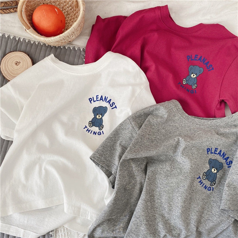 Áo Thun 100% Cotton Tay Ngắn In Họa Tiết Hoạt Hình Dành Cho Bé Trai Gái 0-3 Tuổi