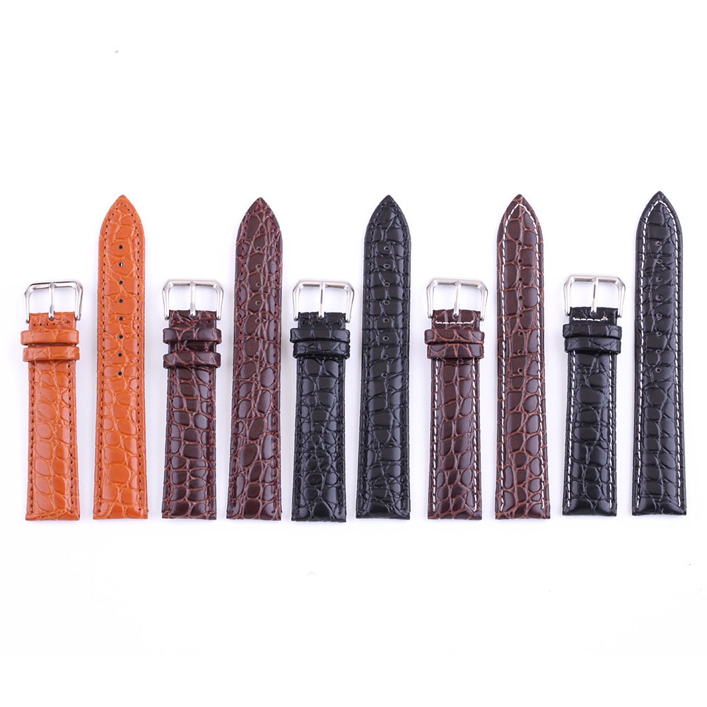 Dây Đồng Hồ Đeo Tay Da Bò Thật Họa Tiết Cá Sấu Kiểu Retro 12 13 14 15 16 17 18mm 19 20mm 21 22mm 24mm