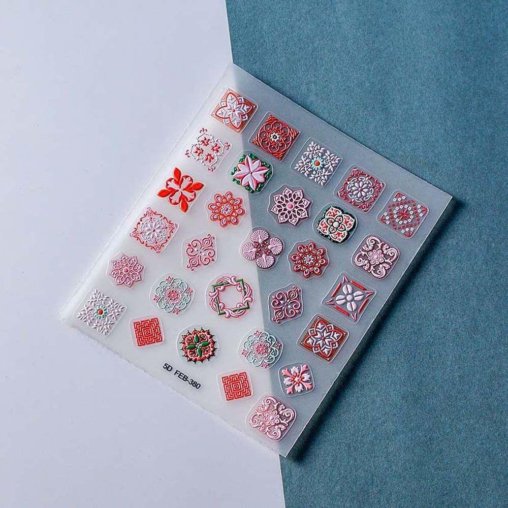 Miếng Dán Móng Tay Tự Dính Họa Tiết Sọc Caro Phong Cách Bohemia Thời Trang