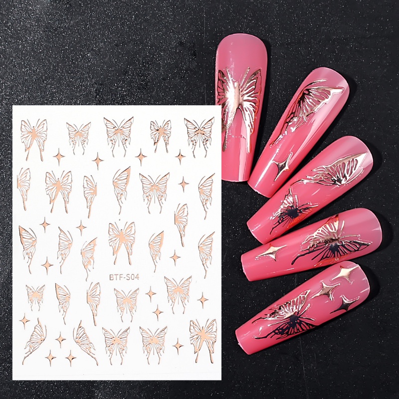Miếng Dán Trang Trí Móng Tay Hình Bướm 3D Phản Quang