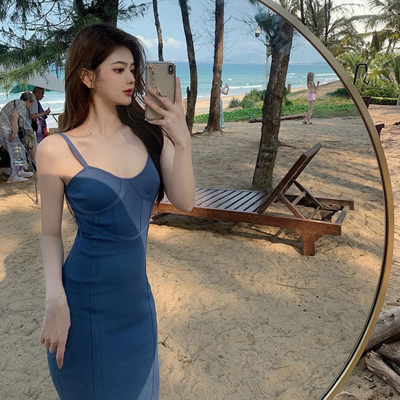 IELGY  Đầm Dệt Kim Dáng Ôm Phong Cách Pháp Thời Trang Cho Nữ