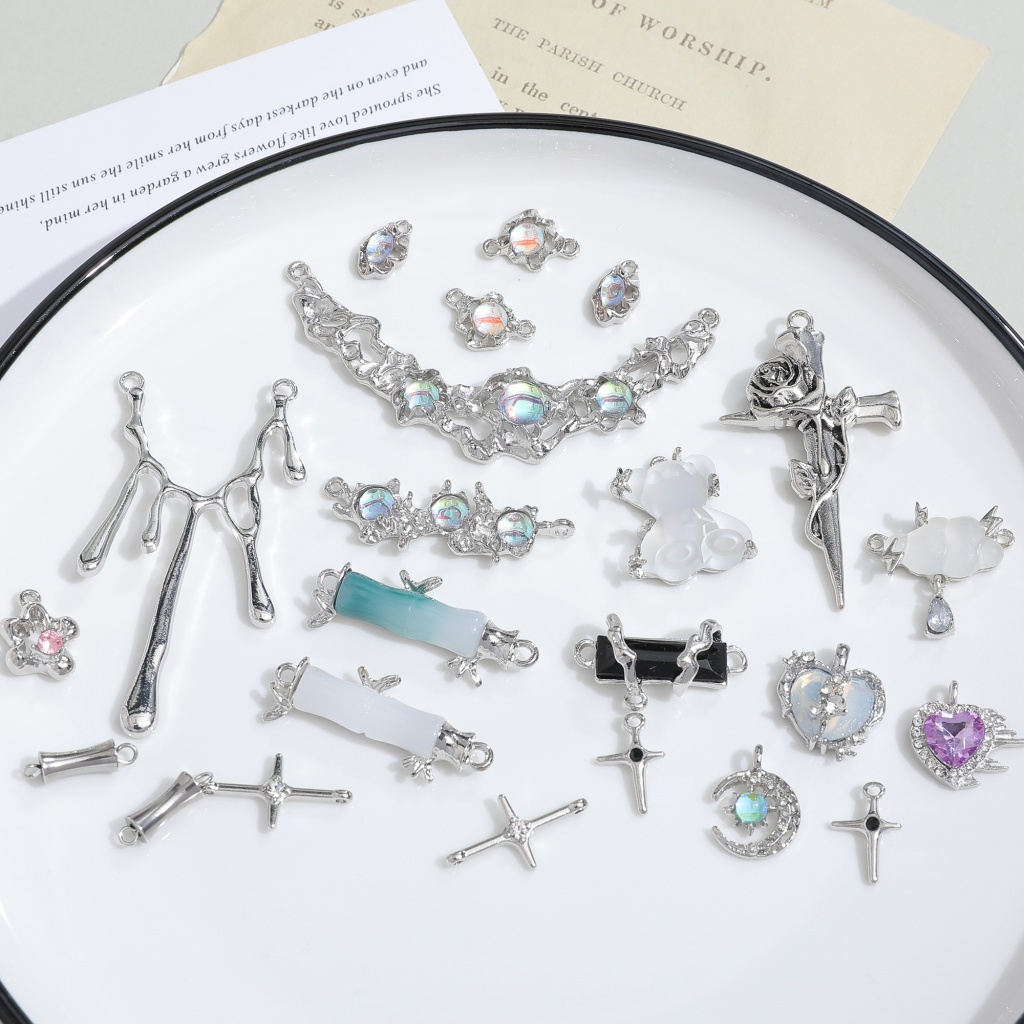 Chuỗi Hạt Đá Mặt Trăng Hình Trái Tim Dùng Làm Trang Sức Thủ Công