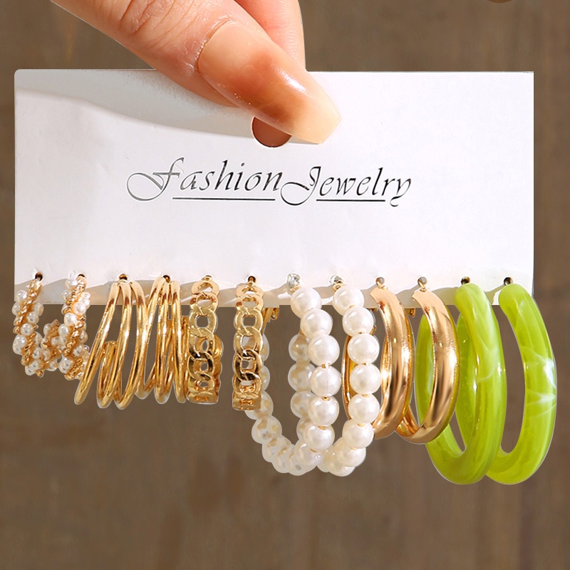 Bông tai mạ vàng / bạc 17KM hình vuông / trái tim đính ngọc trai thời trang xinh xắn