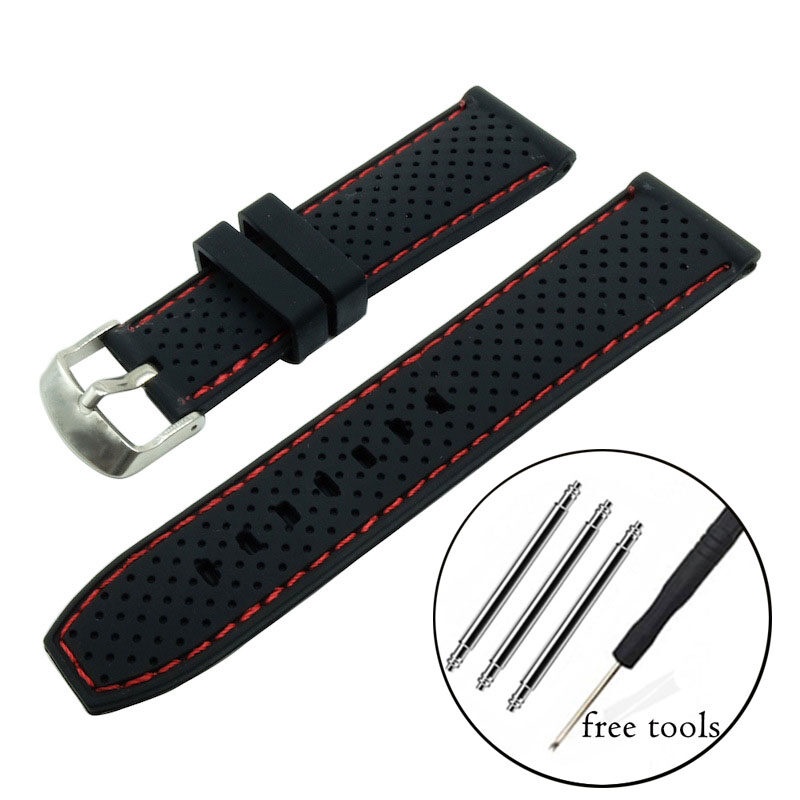 Dây Đeo Đồng Hồ Bằng Cao Su Silicone Thoáng Khí Chống Nước 20mm 22mm Cho Seiko