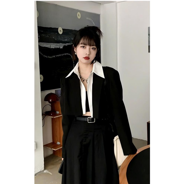 Bộ Áo Khoác Vest + Chân Váy Xếp Ly Lưng Cao Thời Trang Xuân Thu 2023