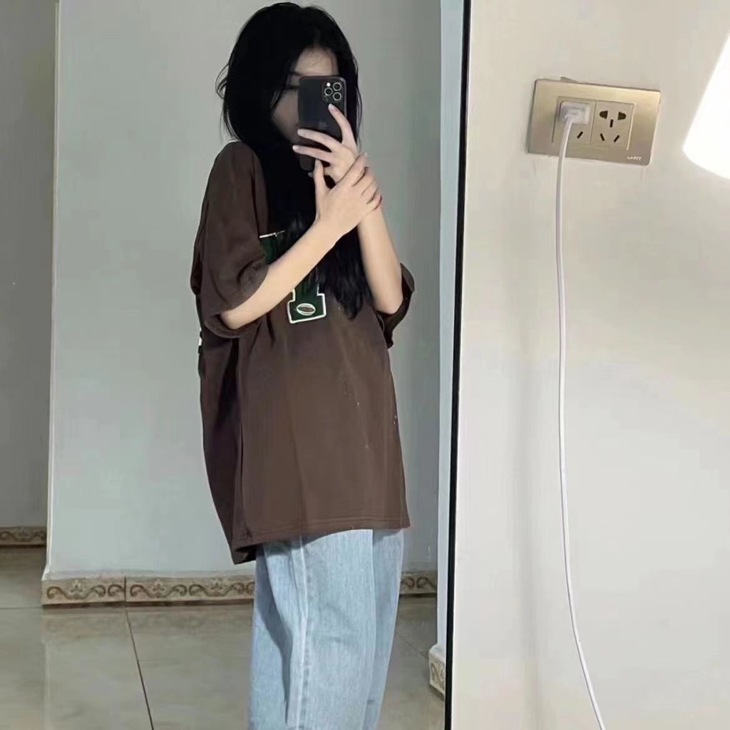 COZOK Áo Thun Tay Ngắn Dáng Rộng In Hình Thời Trang Kiểu Vintage