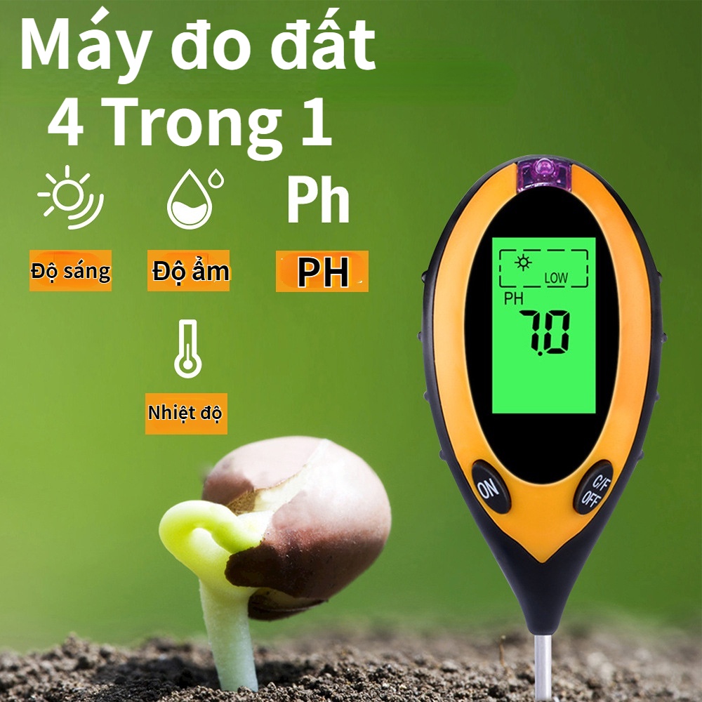 Máy đo đất, thiết bị đo PH đất 4-1 (PH, độ ẩm, ánh sáng, nhiệt độ) máy đo đất chính xác cao