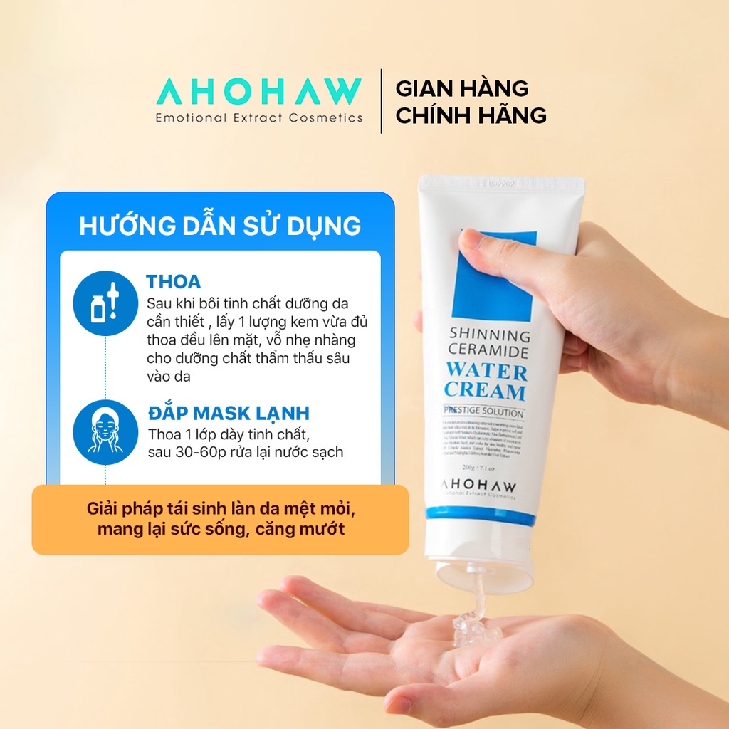 Kem Dưỡng Ẩm Phục Hồi Da AHOHAW Shinning Ceramide Water Cream 80g Ahohwa
