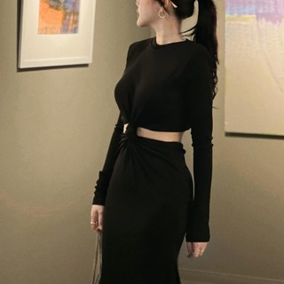 ĐẦM THUN MIDI TAY DÀI XOẮN EO - DA2943
