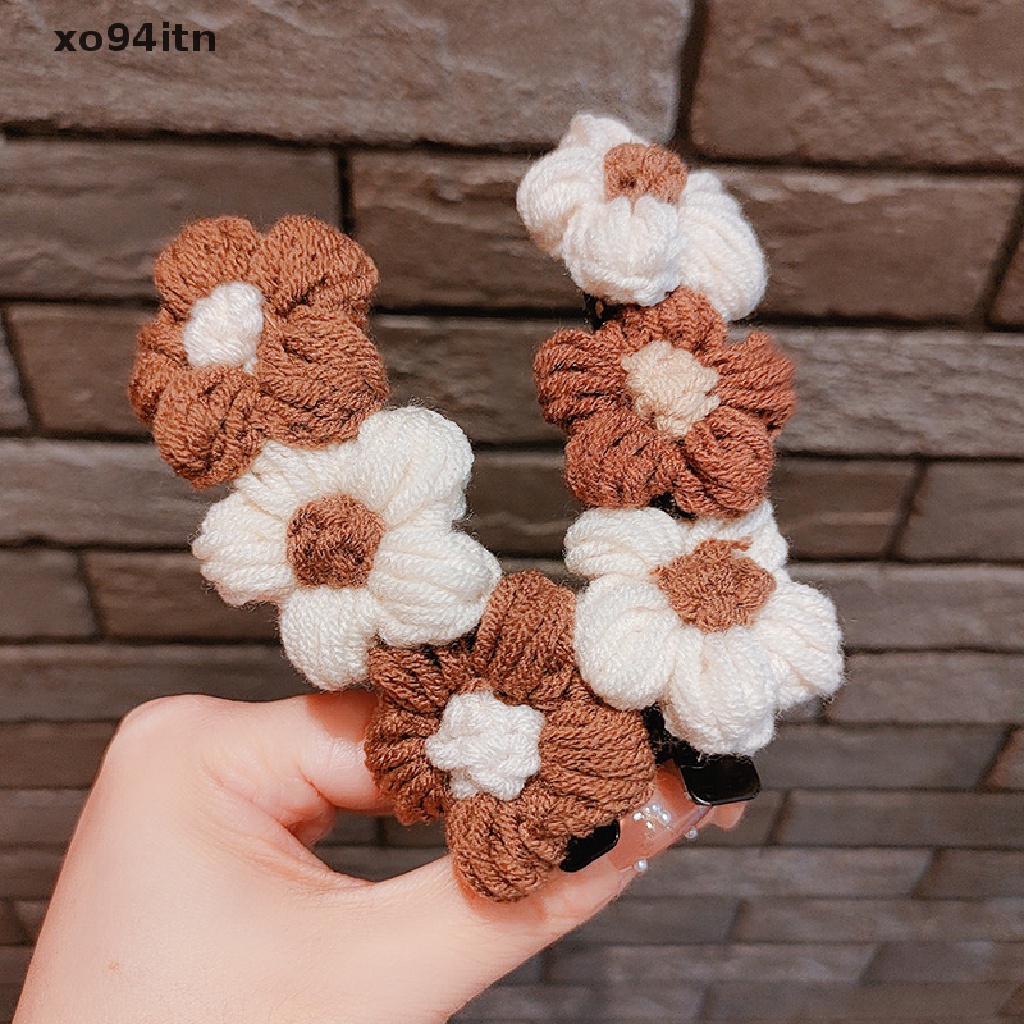 Kẹp Tóc Bện Dây Đính Hoa Hai Lớp Thời Trang Cho Nữ