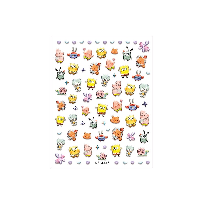 Miếng Dán Trang Trí Móng Tay 5D Hình SpongeBob Dễ Thương DP-232