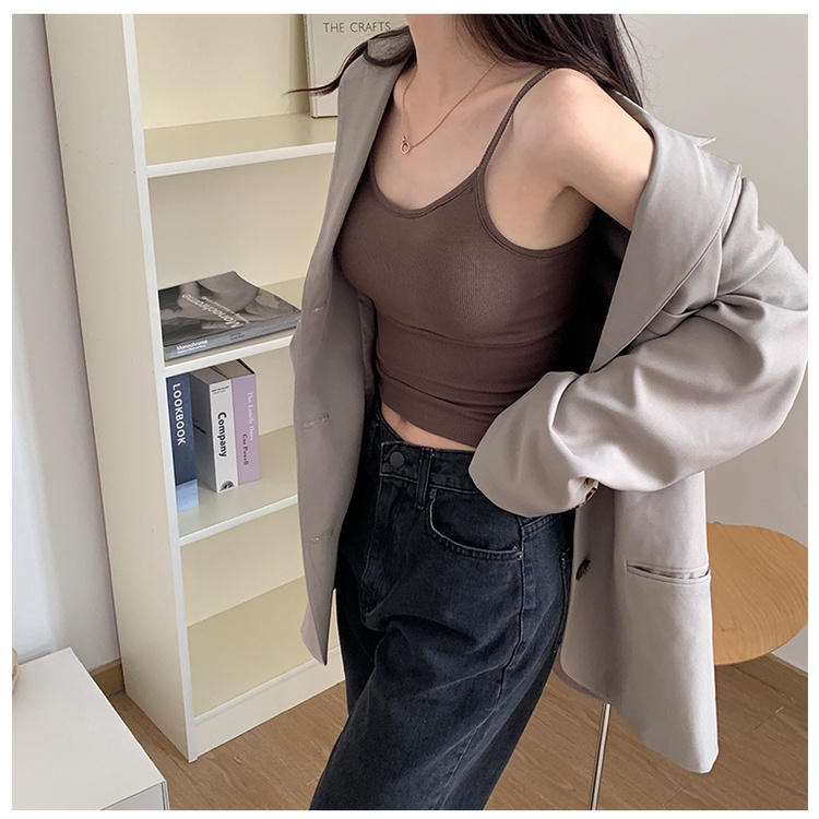 Áo thể thao hai dây SUXI có mút đệm ngực thiết kế hở lưng quyến rũ thời trang cho nữ