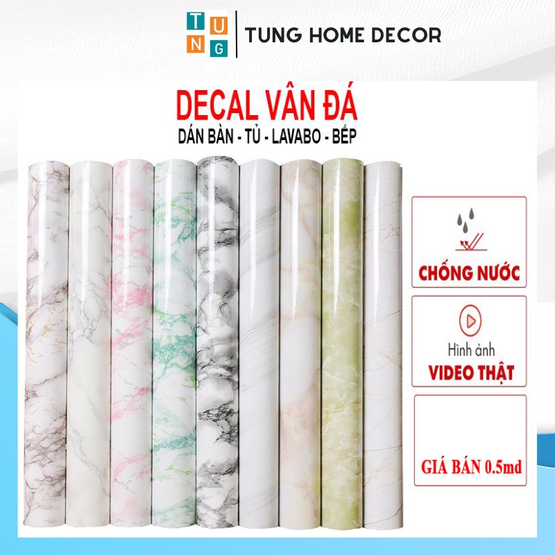 Giấy dán bếp giả vân đá chịu nhiệt, chống nước, chống dầu mỡ khổ rộng 0.6mx1m2
