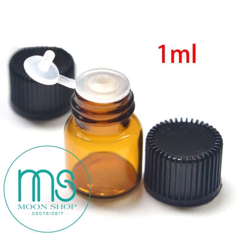 Chai thuỷ tinh 3ml,5ml,1ml,2ml mỏng trong suốt &amp; nâu bóp nhỏ giọt