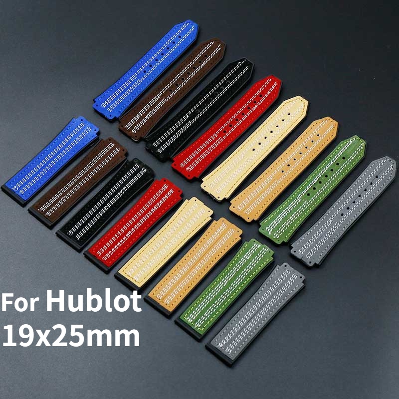 HUBLOT Dây Cao Su Da Thật 19Mm X 25Mm Có Khóa Inox Cho Đồng Hồ Big Bang Classic Fusion