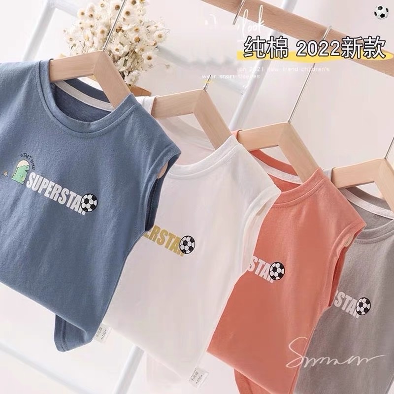 Áo ba lỗ bé trai bé gái, áo sát nách in hình quả bóng chất cotton thoáng mát - HADU KIDS 7-30kg