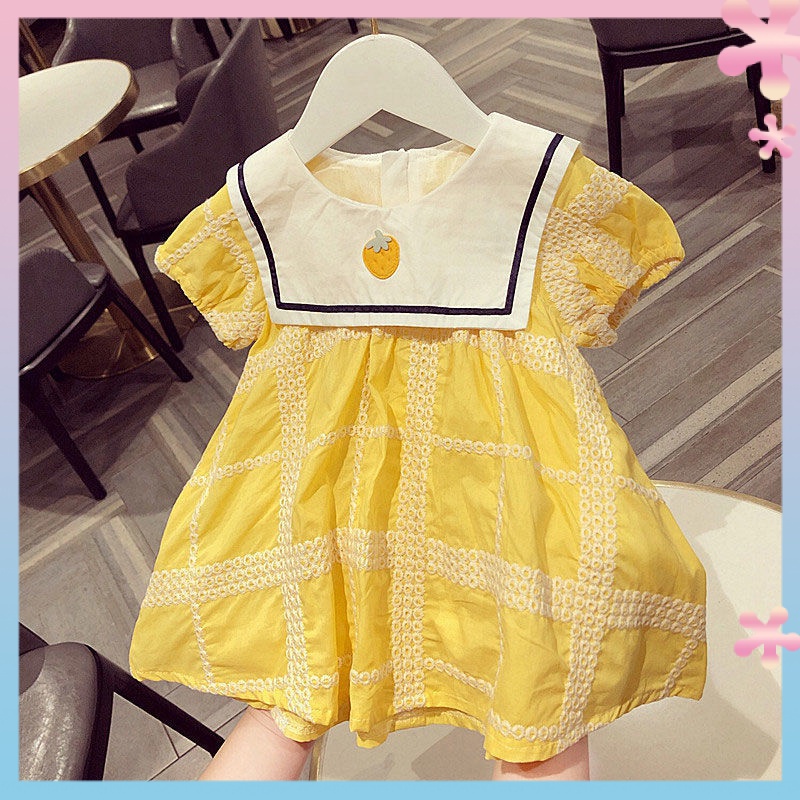 Đầm Công Chúa Mùa Hè 2023 Bằng Cotton Tinh Khiết Tay Cộc Phong Cách Hàn Quốc Hợp Thời Trang Cho Bé Gái