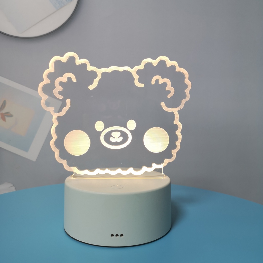 Đèn LED Để Bàn Hình Gấu Hoạt Hình 3D Đáng Yêu