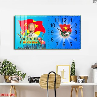 Tranh Đồng Hồ Tráng Gương Treo Tường Bác Hồ