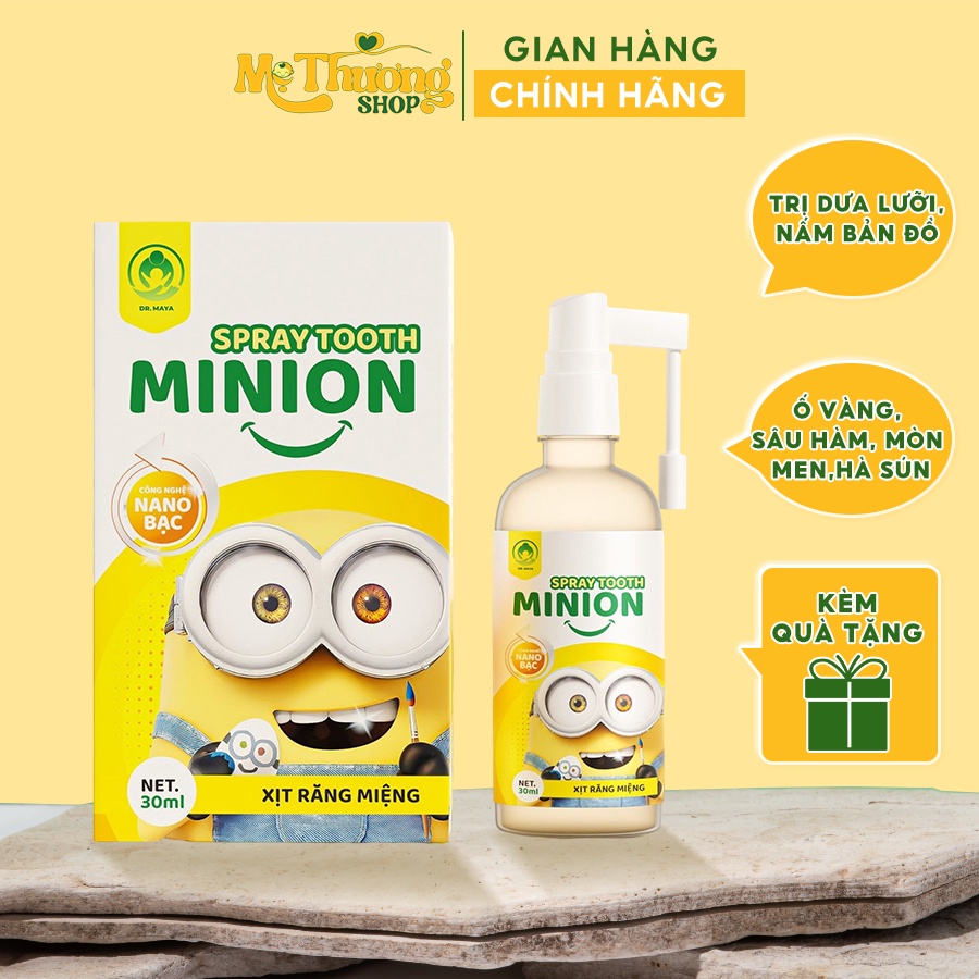 Xịt răng miệng cao cấp Minion, ngừa sâu răng, sún răng, nấm lưỡi, tưa lưỡi an toàn với trẻ sơ sinh