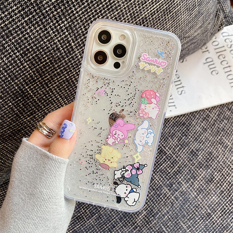 SANRIO Ốp Điện Thoại TPU Mềm Trong Suốt Họa Tiết Cát Lún Lấp Lánh Chống Rơi Vỡ Dành Cho iPhone 14 / 13 Pro Max