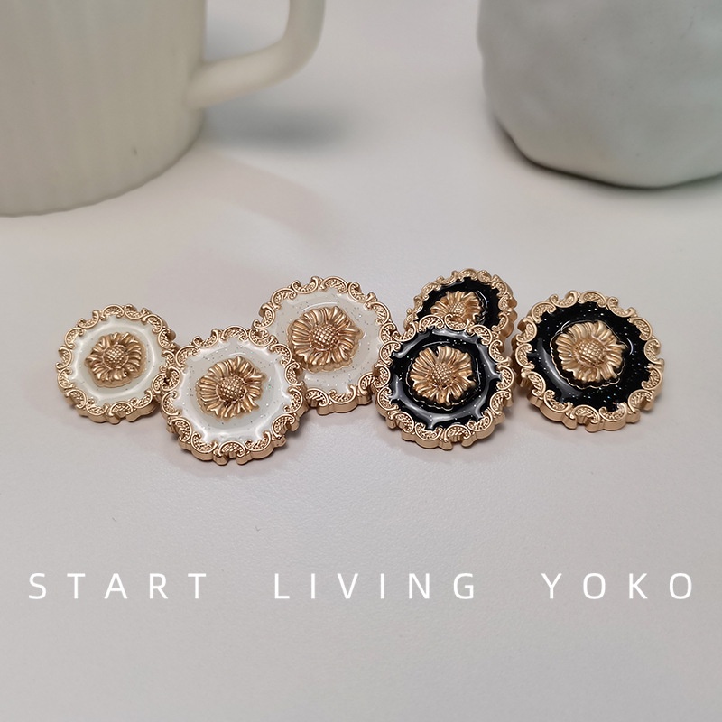 Set 5 Nút Áo Hình Hoa Hướng Dương Bằng Kim Loại Trang Trí Váy Ren
