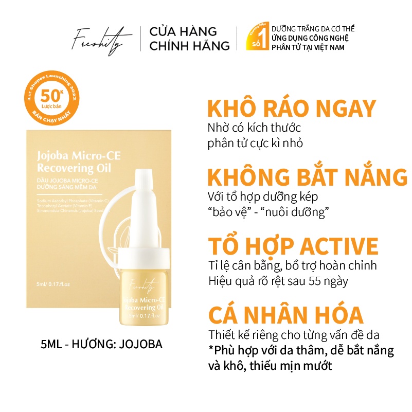 Dầu dưỡng Jojoba Freshity 5ml vi chất Vitamin CE  làm sáng mềm bảo vệ da | BigBuy360 - bigbuy360.vn