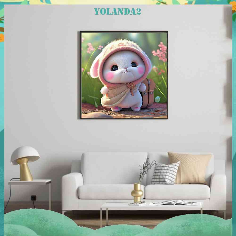 Bộ Tranh Đính Đá 5D Tự Làm Toàn Diện Hình Thỏ Trang Trí Nhà Cửa