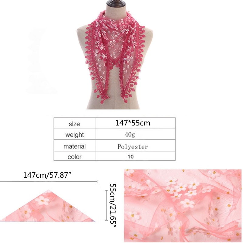 Khăn Choàng Cổ Phối Ren Trọng Lượng Nhẹ Thời Trang Mùa Hè Dành Cho Nữ