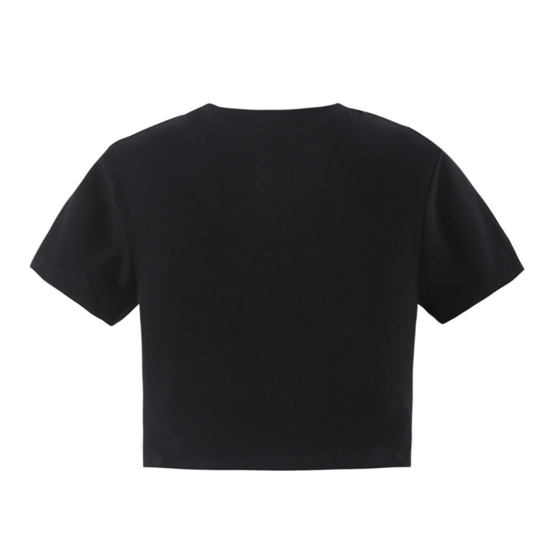 Xiangbao Áo Thun Croptop Tay Ngắn In Chữ Vui Nhộn