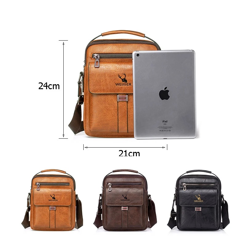 Túi Da PU Đeo Chéo Sức Chứa Lớn Thời Trang Cho Nam