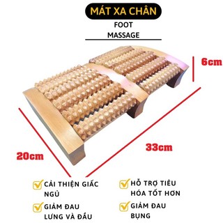 Bàn lăn massage chân bằng gỗ 6 hàng đại gỗ cao su tự nhiên bền, chắc chắn