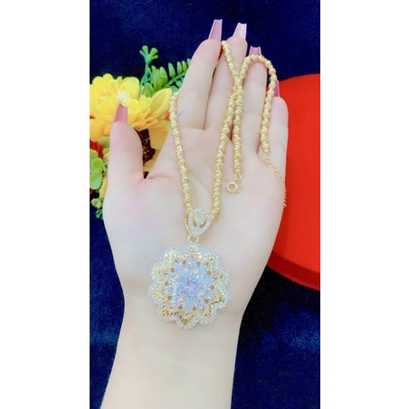 dây chuyền bi mặt hoa đính đá mạ vàng 18 cao cấp mẫu mới siêu đẹp