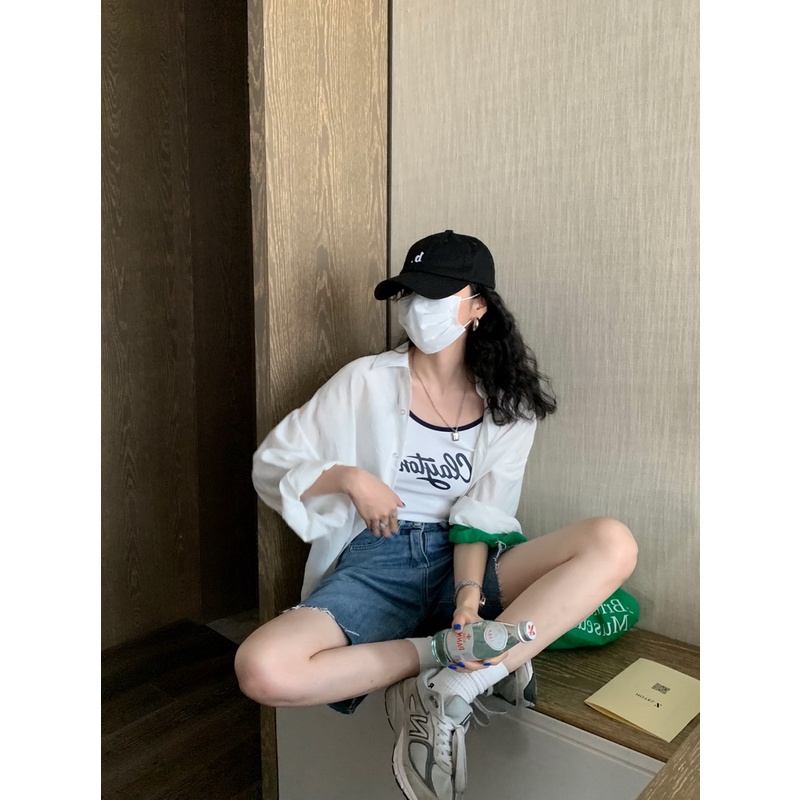 Áo Tank Top Hai Dây In Chữ Thời Trang Mùa Hè Dành Cho Nữ