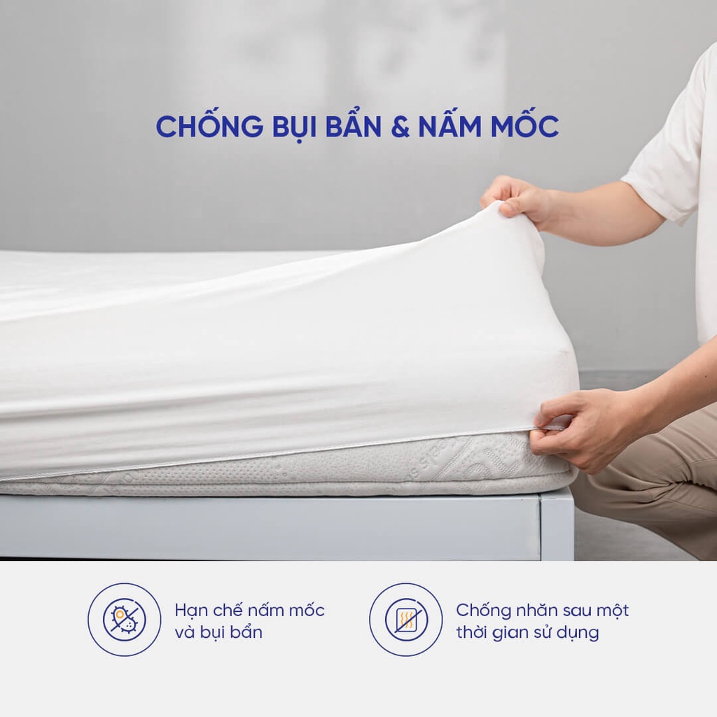 Tấm lót bảo vệ nệm Doona Bamboo chống thấm chống bụi bẩn nấm mốc hiệu quả thoáng khí khử mùi hàng chính hãng Vua Nệm