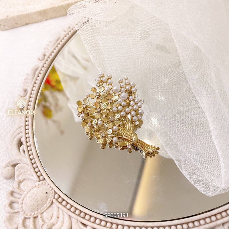 Ghim cài áo nam nữ Eleanor Accessories hình bó hoa đính đá ngọc trai nhân tạo phụ kiện thời trang 5191