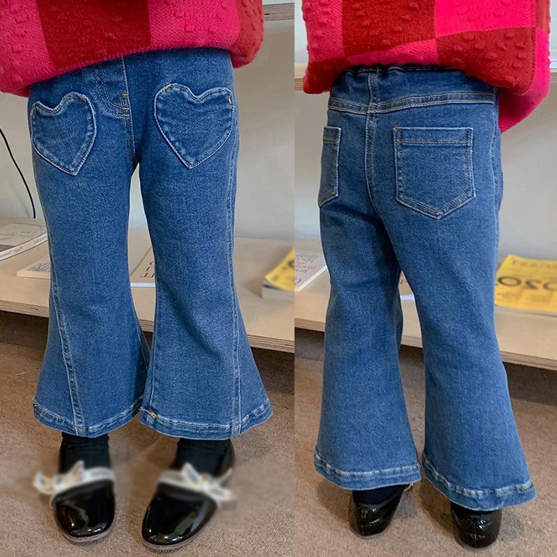 Quần jeans Ống Loe Co Giãn Phong Cách Hàn Quốc Thời Trang Xuân Thu Cho Bé Gái