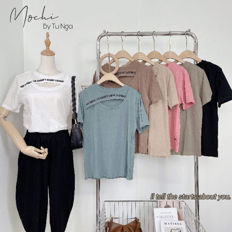 Áo thun chữ khoét ngực hàng QC