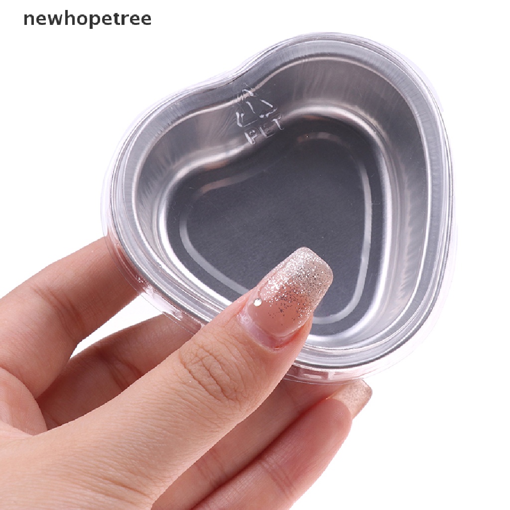 Set 10 Khuôn Lá Nhôm 55ml Hình Trái Tim Làm Bánh Cupcake Có Nắp Đậy Tiện Dụng